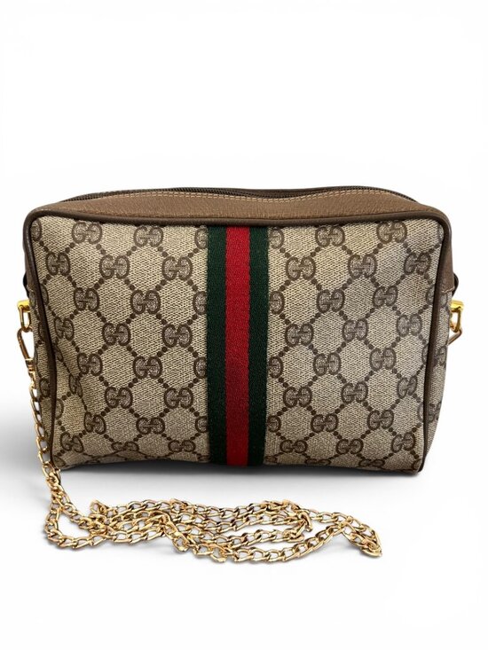Gucci Handbags - Gucci Vintage GG Supreme Ophidia Monogram Crossbody Bag With Gold Chain Strap